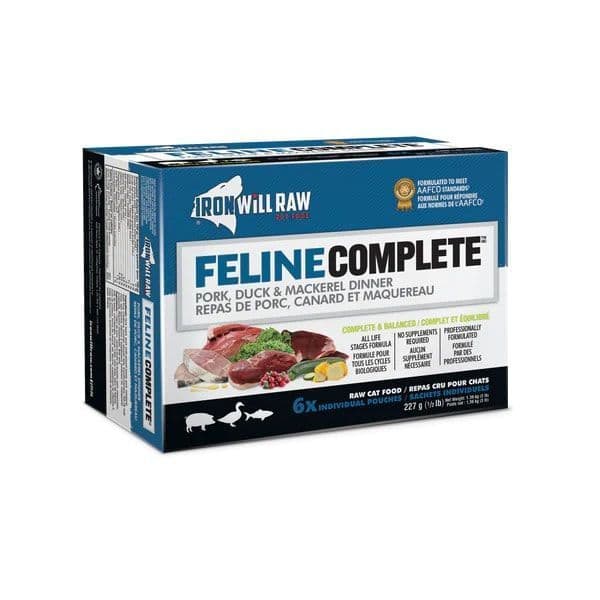 Iron Will Raw Feline Complete Pork, Duck & Mackerel Dinner 6 x 1/2 lb