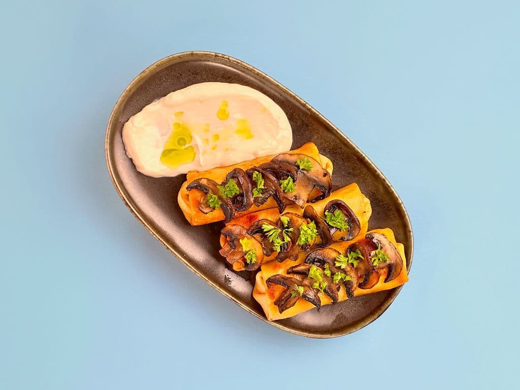"Nalysnyky" Rolled Crepes with Chicken & Mushrooms