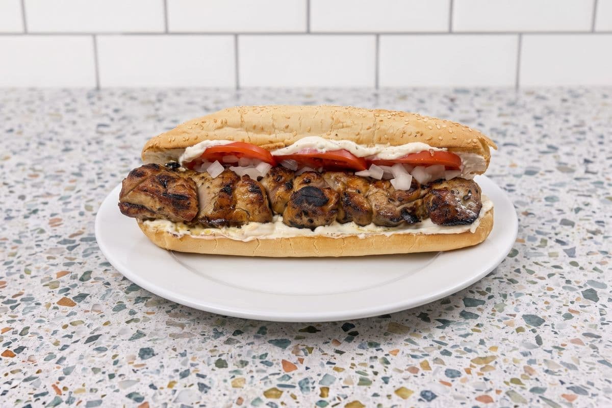Pork Souvlaki on a Bun
