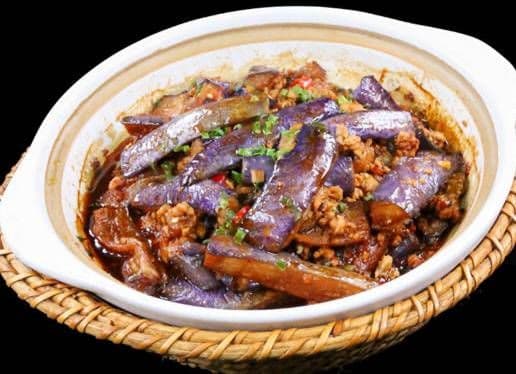 Spicy Eggplants with Minced Pork in Chili Garlic Sauce Hotpot / 魚香茄子煲