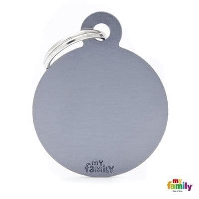 MyFamily Grey Round Aluminum Engraved Tag
