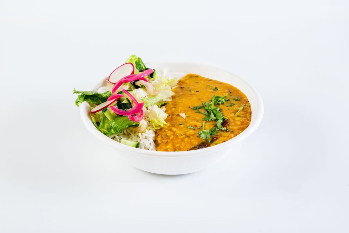 Yellow Dal Tadka & Rice Bowl (vegan, gluten-free)