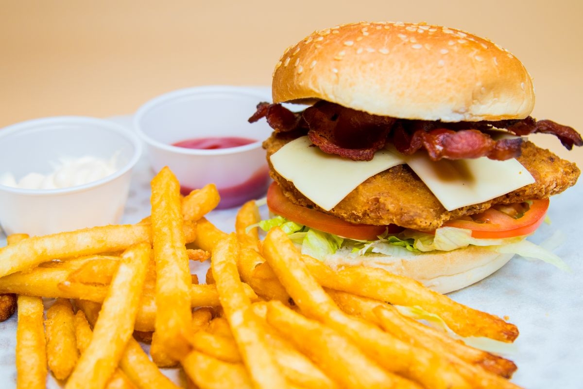 Bacon Chicken Burger with Fries