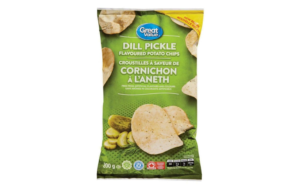 Great Value Dill Pickle Potato Chips (200g)