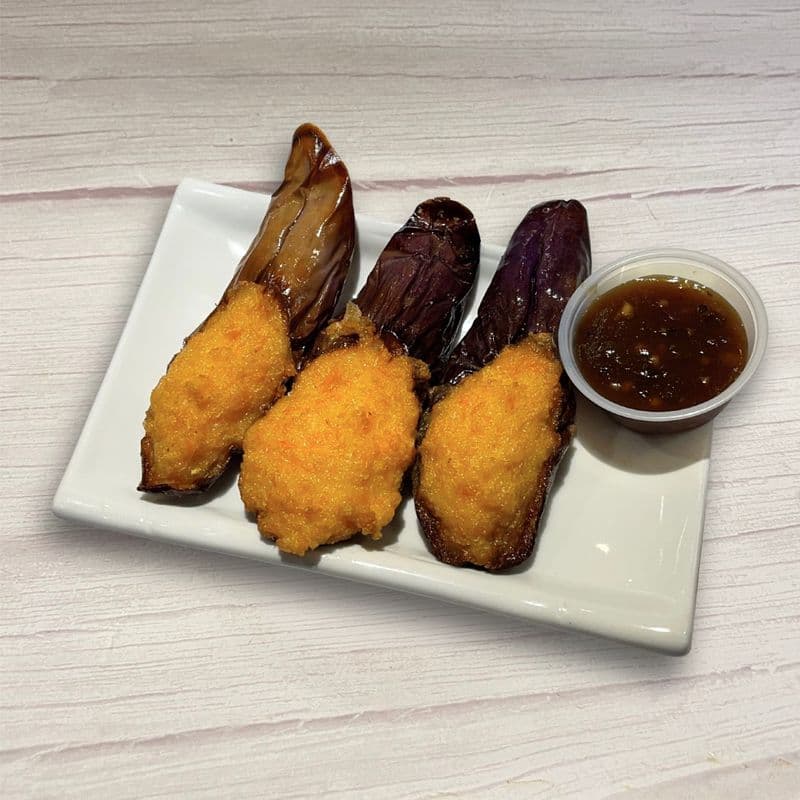 Deep Fried Eggplants Stuffed with Shrimp Paste / 煎釀茄子