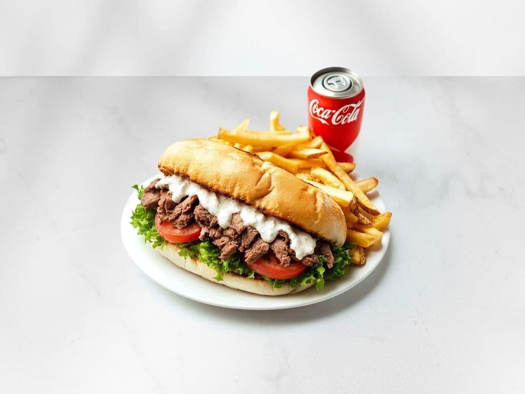 Weekday - Small Beef Shawarma (Doner) Sandwich with Fries & Pop