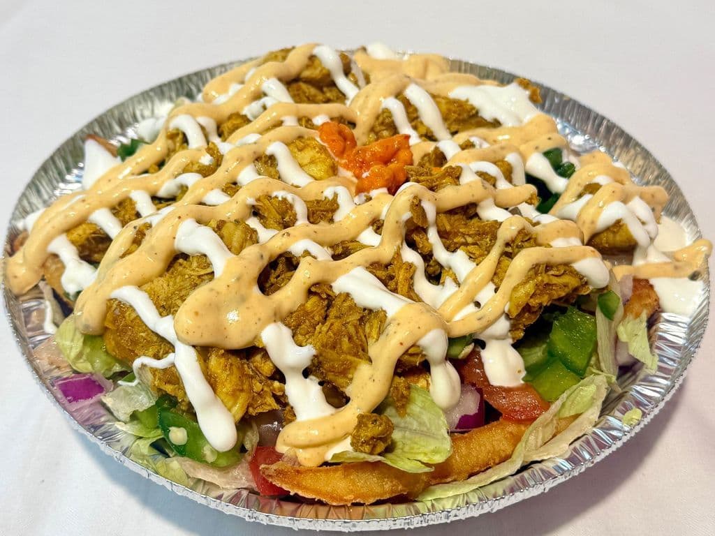 Spicy Chicken Curry Loaded Fries