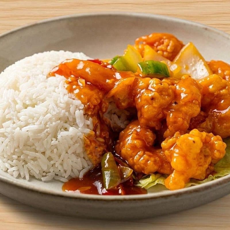 Sweet and Sour Fried Shrimps / Crevettes frit sauce aigre-douce (RIZ ET SALADES)