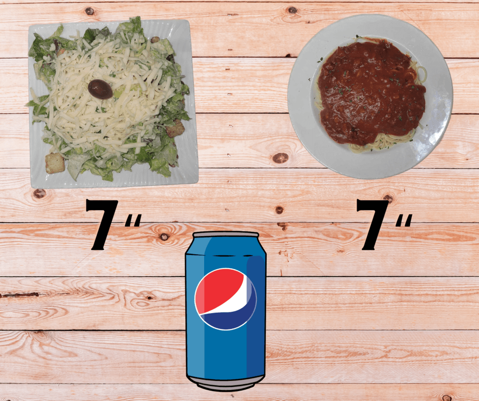 Trio spaghetti 7" + salade césar 7" + liqueur