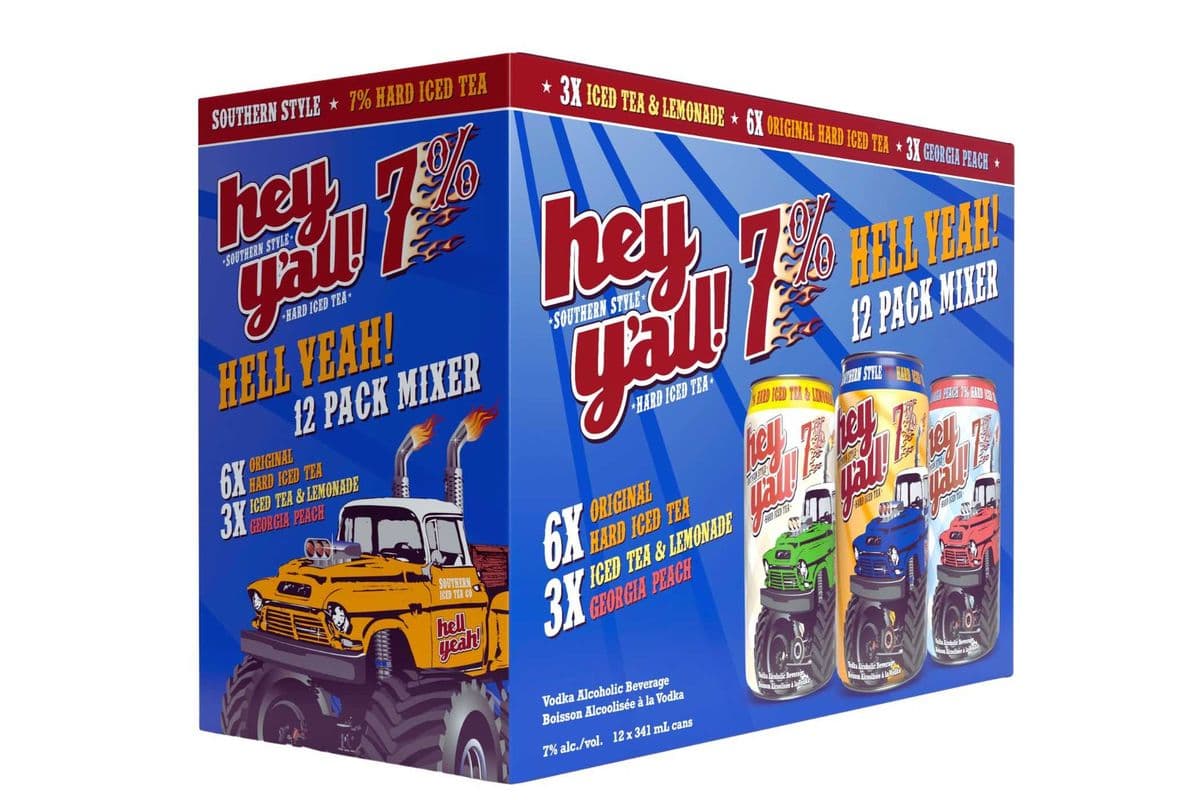 HEY Y'ALL HELL YA 7% VARIETY 12 PK CANS***ON SALE NOW***SAVE $3.00 EACH*** (1 x 12PK CANS )