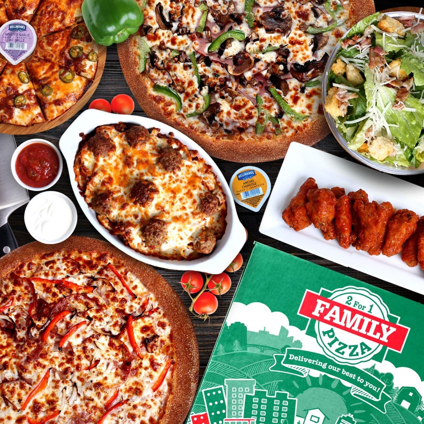 2 for 1 Family Pizza