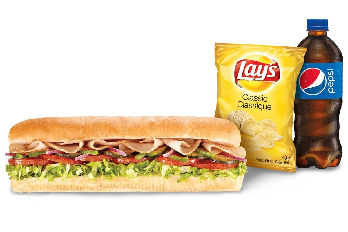 Combo poitrine de dinde 12" / Footlong Turkey Breast Sub Combo (1050-1600 Cals)