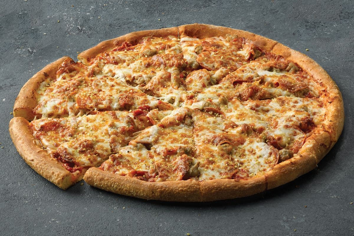X-Large Pepperoni, Sausage and Six Cheese Pizza